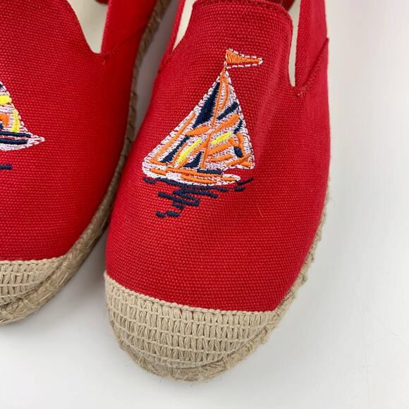 Cushion Walk by Avon Espadrille Flats Red Canvas Yacht Boat Slip On Women's 8 - Picture 2 of 12